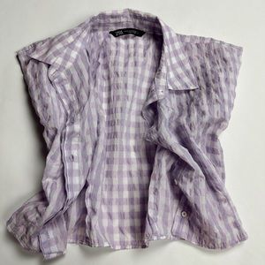 Zara Cropped Button Up Purple Top